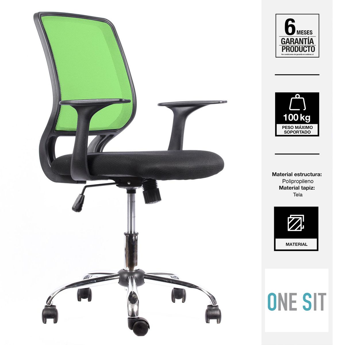 ONE SIT - Silla Escritorio Dog Negro/Verde