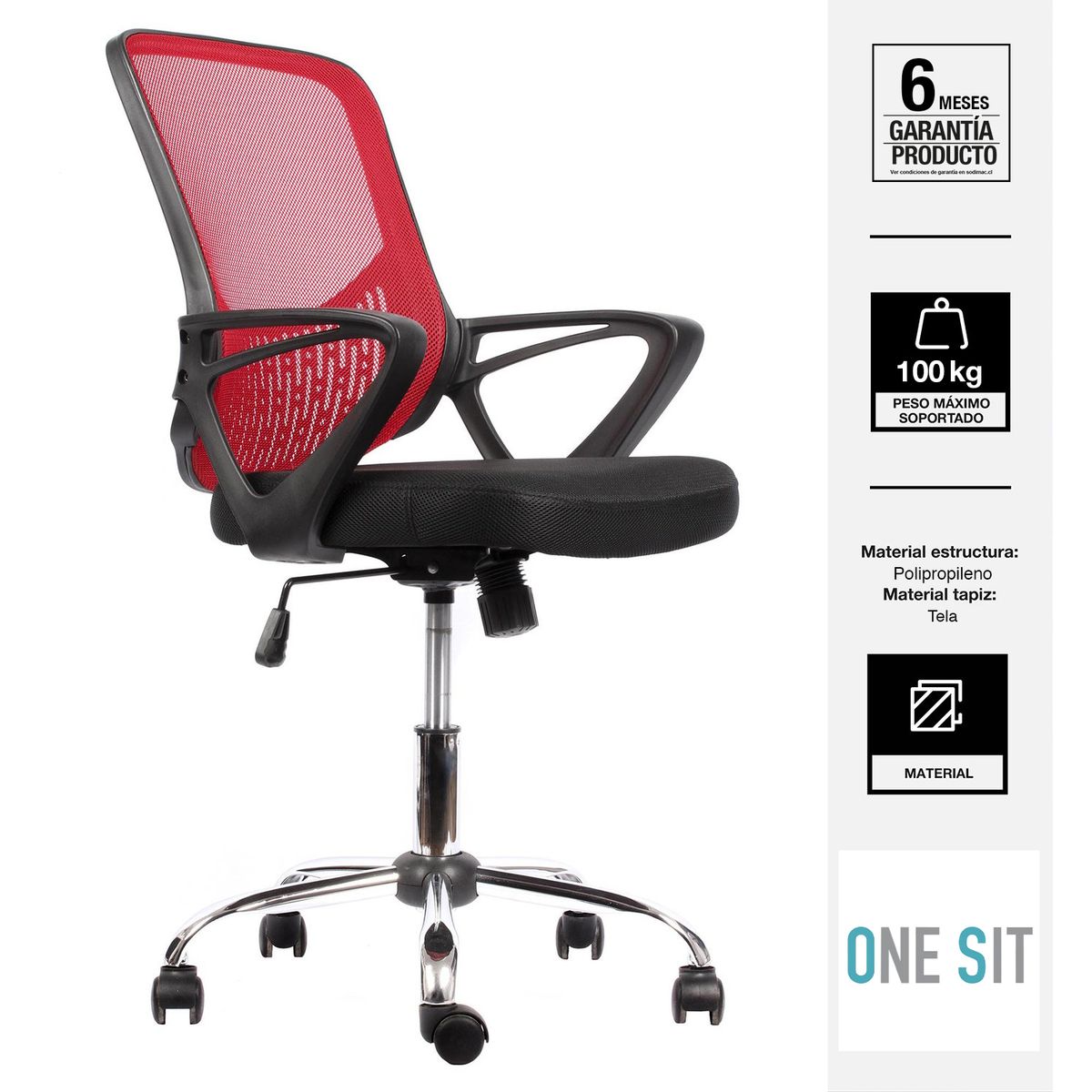 ONE SIT - Silla Escritorio Mari Negro/Rojo