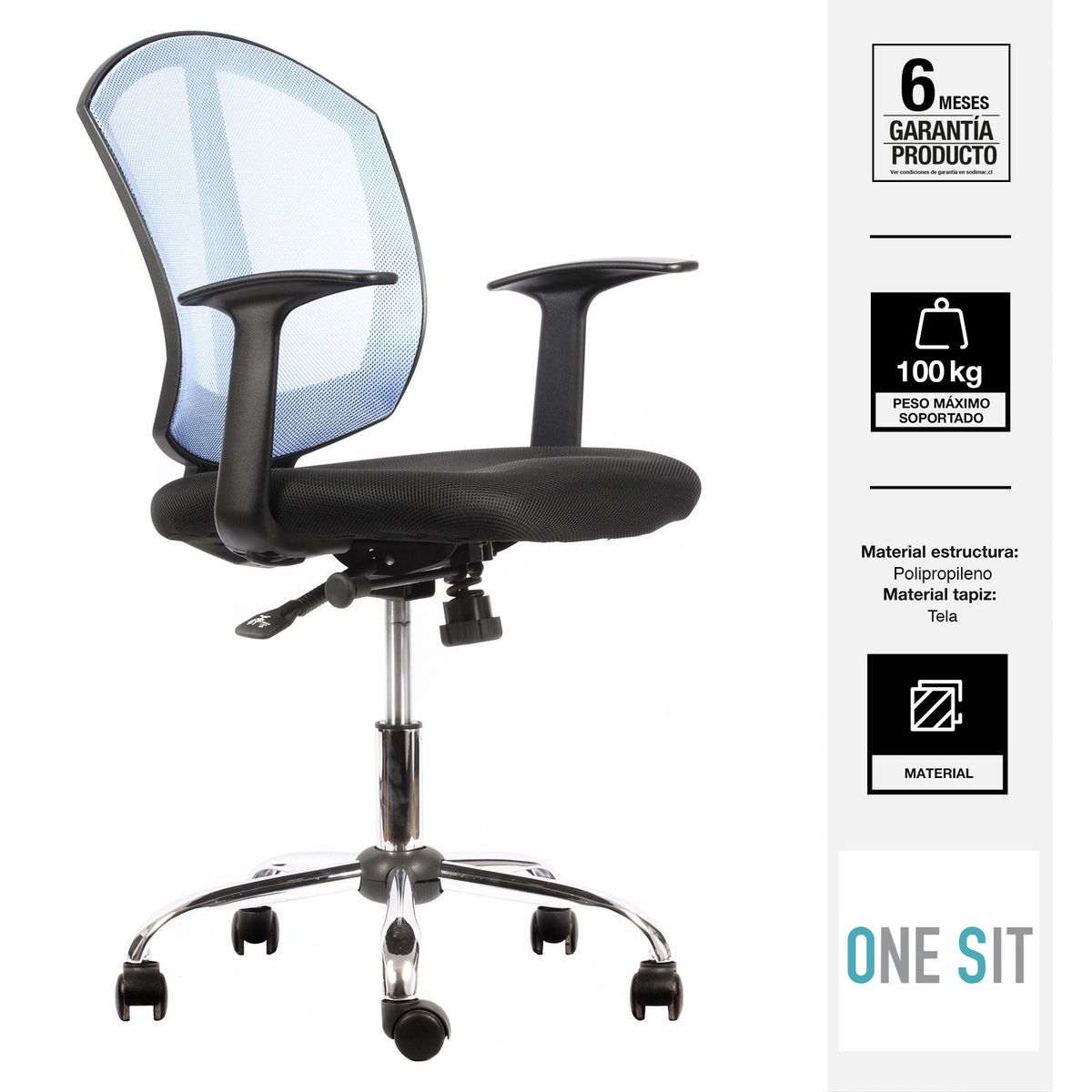 ONE SIT - Silla Escritorio Jeep Negro/Azul