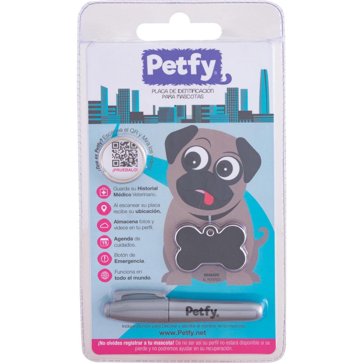 IDENTIFICAN - Placa identificatoria hueso con lector QR Colores Surtidos