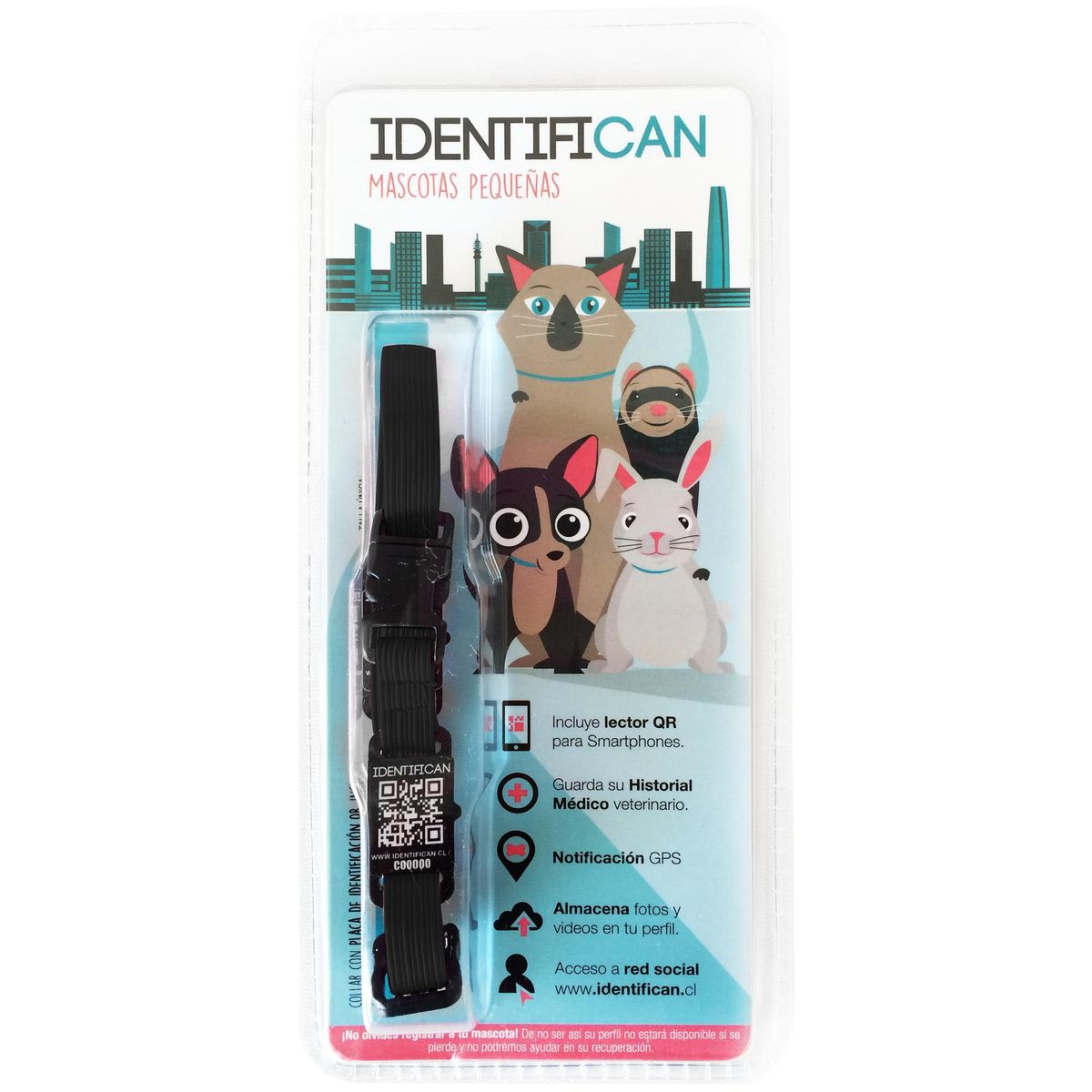 IDENTIFICAN - Collar para perro talla mini con placa identificatoria