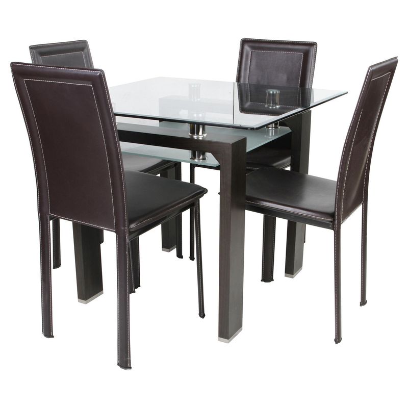 GRUPO LINK - Juego de Comedor Prisma 4 Sillas Mesa Cuadrada 90X90X78 cm Chocolate