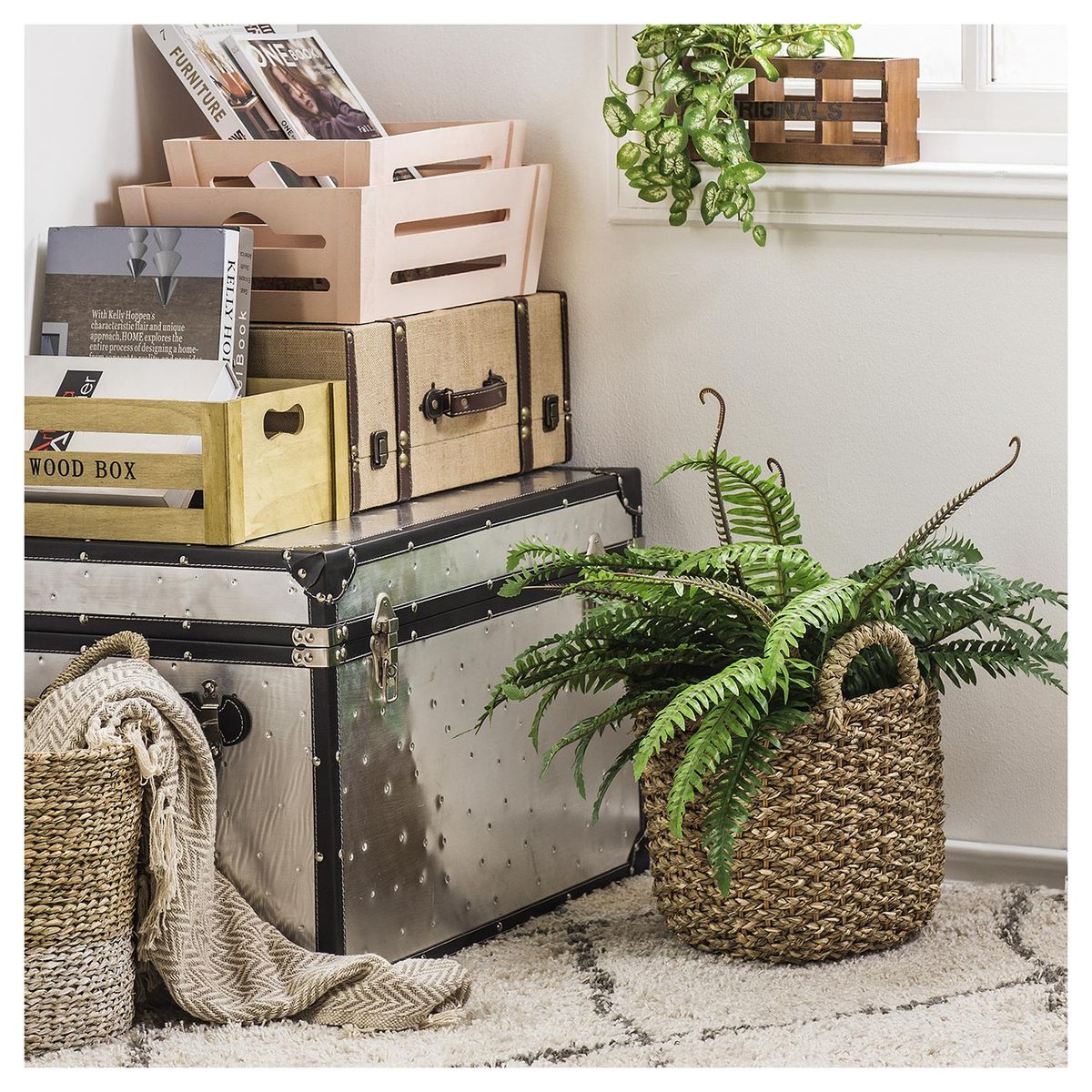 JUST HOME COLLECTION - Canasto decorativo 30x30 cm natural