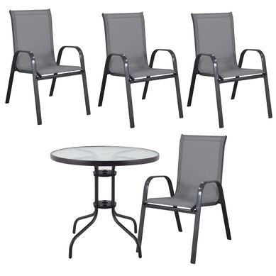 Combo Juego de comedor 4 personas sling gris