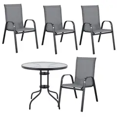 undefined - Combo Juego de comedor 4 personas sling gris