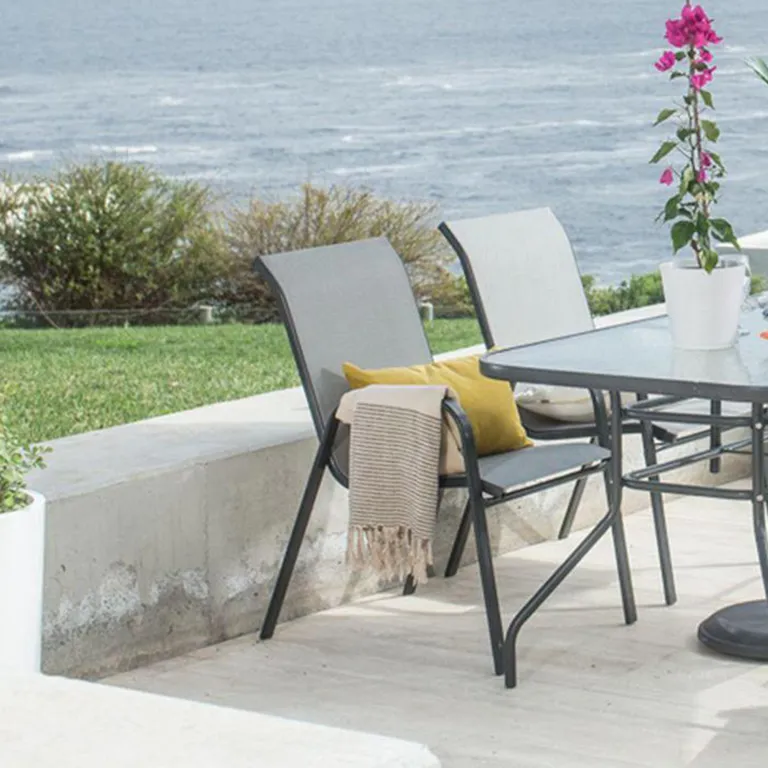 Silla para Terraza Metal Sling Gris 98x56x74 cm