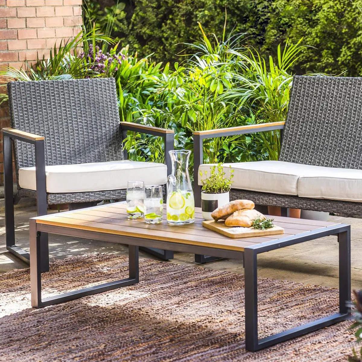 JUST HOME COLLECTION - Juego de Living de Terraza Portugal 4 Personas Café