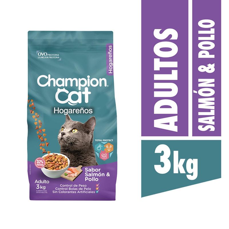CHAMPION CAT - Alimento para Gato Adulto Pollo y salmón 3 kg