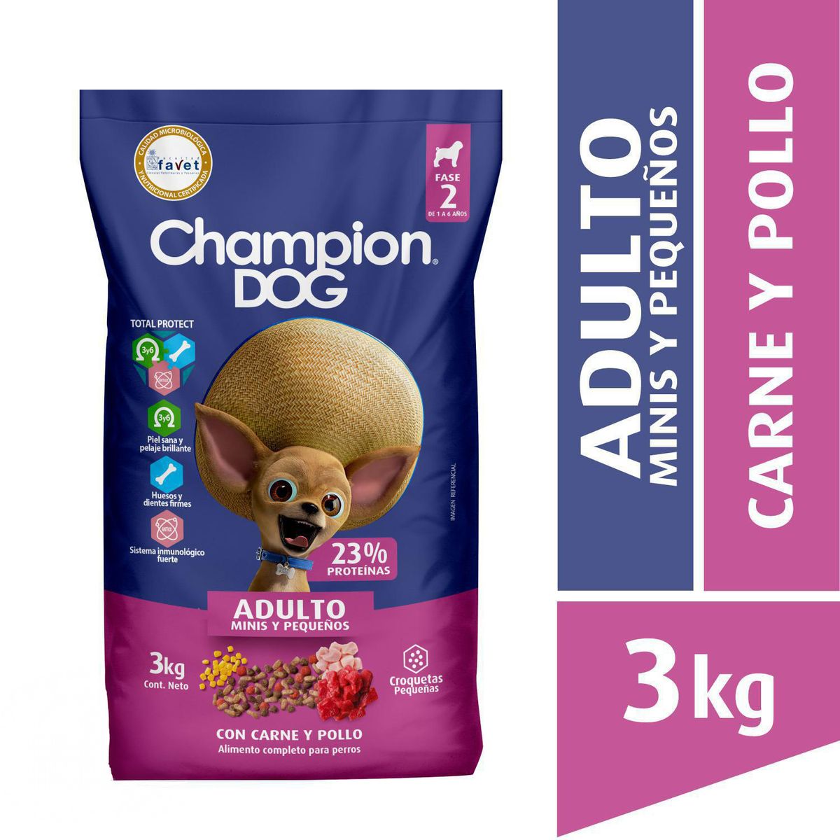 CHAMPION DOG - Alimento para Perro Adulto Carne pollo y vegetales 3 kg