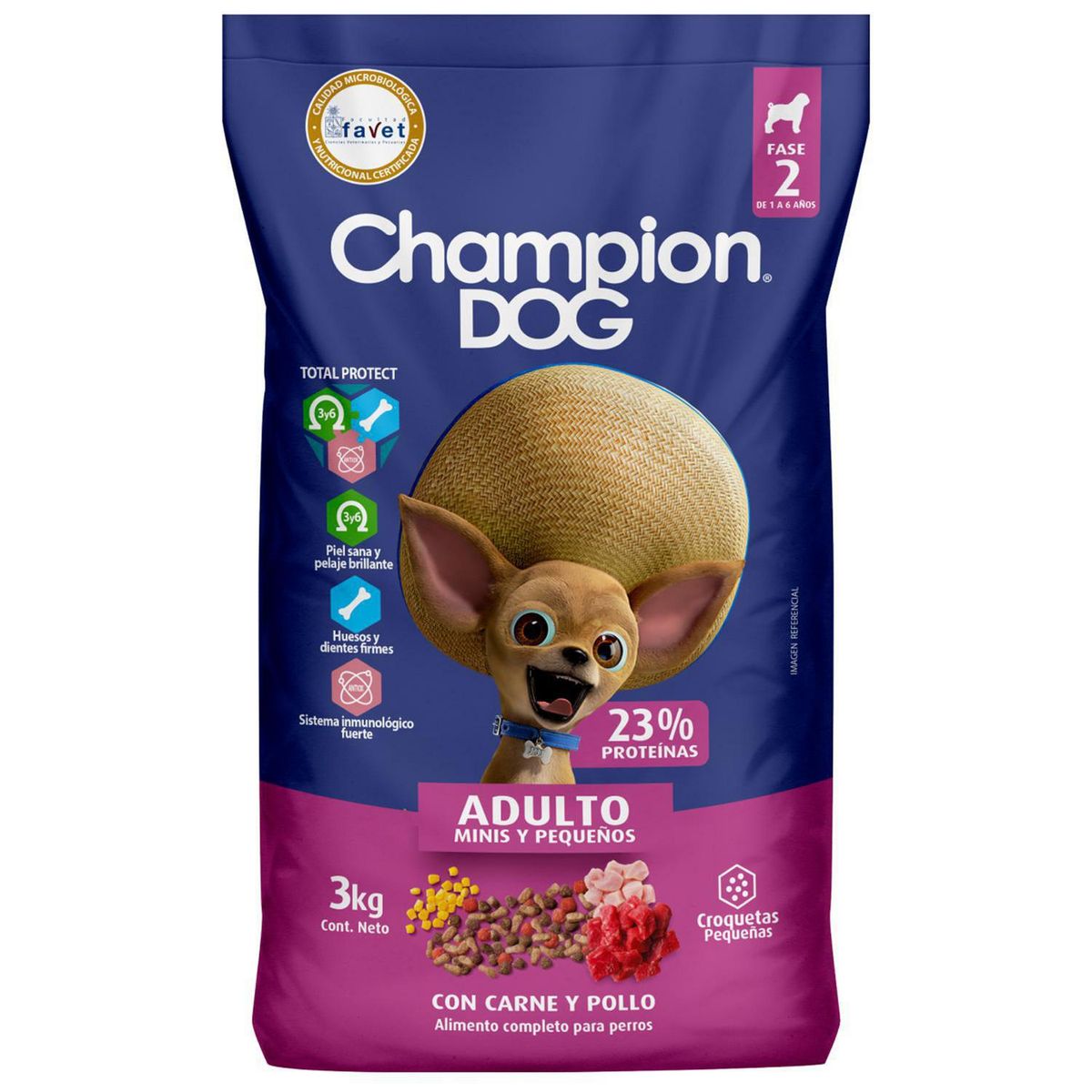 CHAMPION DOG - Alimento para Perro Adulto Carne pollo y vegetales 3 kg