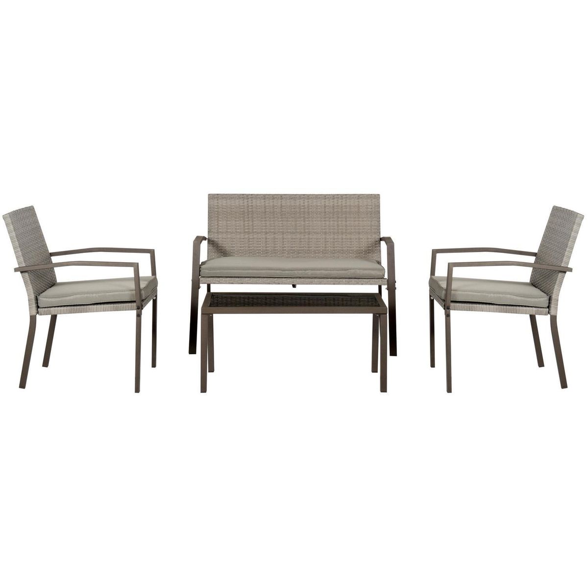 JUST HOME COLLECTION - Juego de Terraza Living Vancouver 4 Personas Café