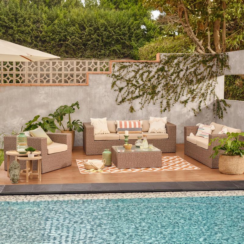 JUST HOME COLLECTION - Juego de Living de Terraza San Lucas 6 Personas Café