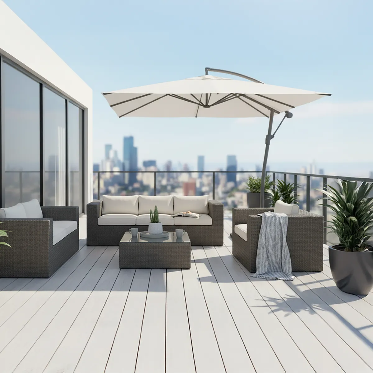 JUST HOME COLLECTION - Juego de Terraza Living San Lucas 6 Personas Café