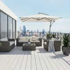 JUST HOME COLLECTION - Juego de Terraza Living San Lucas 6 Personas Café