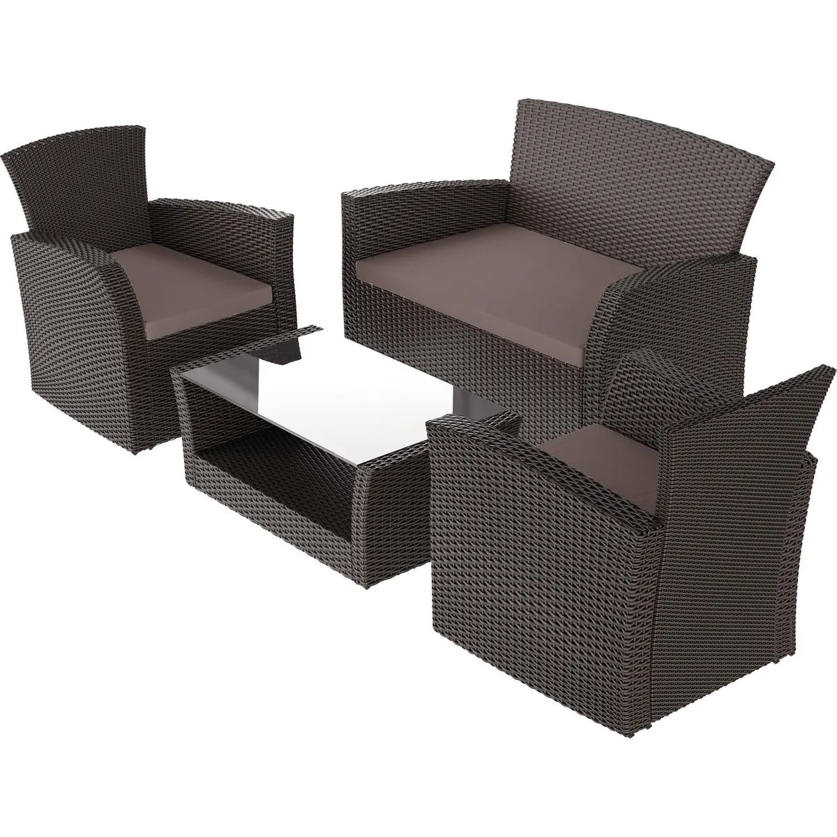 JUST HOME COLLECTION - Juego de Terraza Living Palermo 4 Personas Café