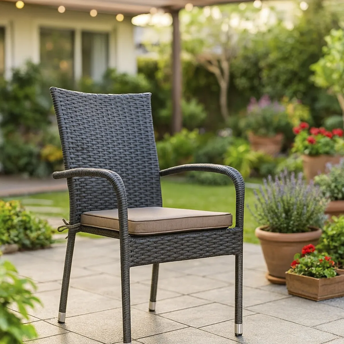 JUST HOME COLLECTION - Silla de Terraza metal y Ratán Pe Porto