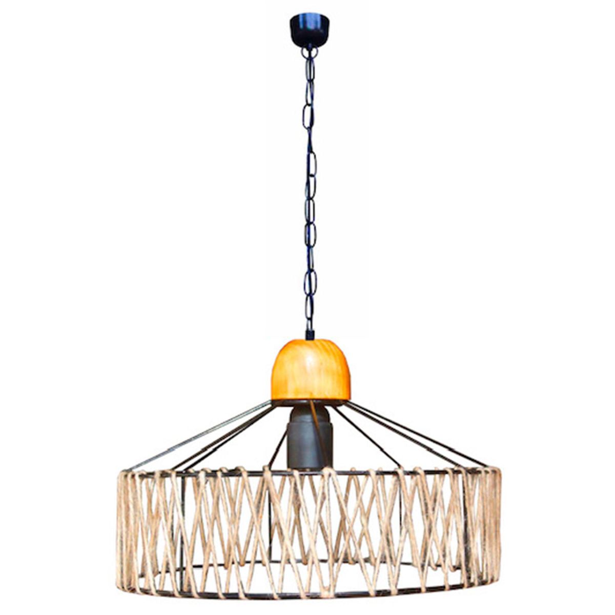 CAROLD STEVENS - Lámpara Colgante Ros 1 Luz Fibras Naturales Negro