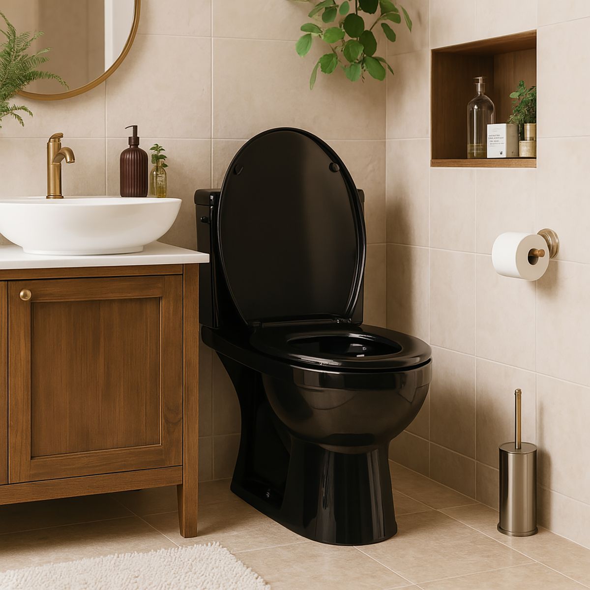 CORONA - Asiento WC redondo plástico negro