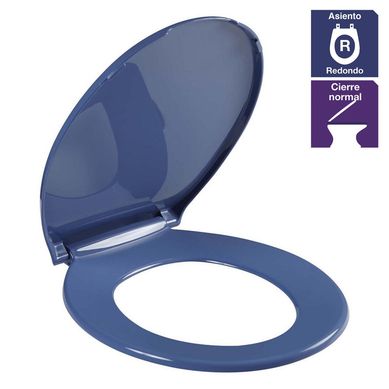 Asiento WC redondo plstico azul