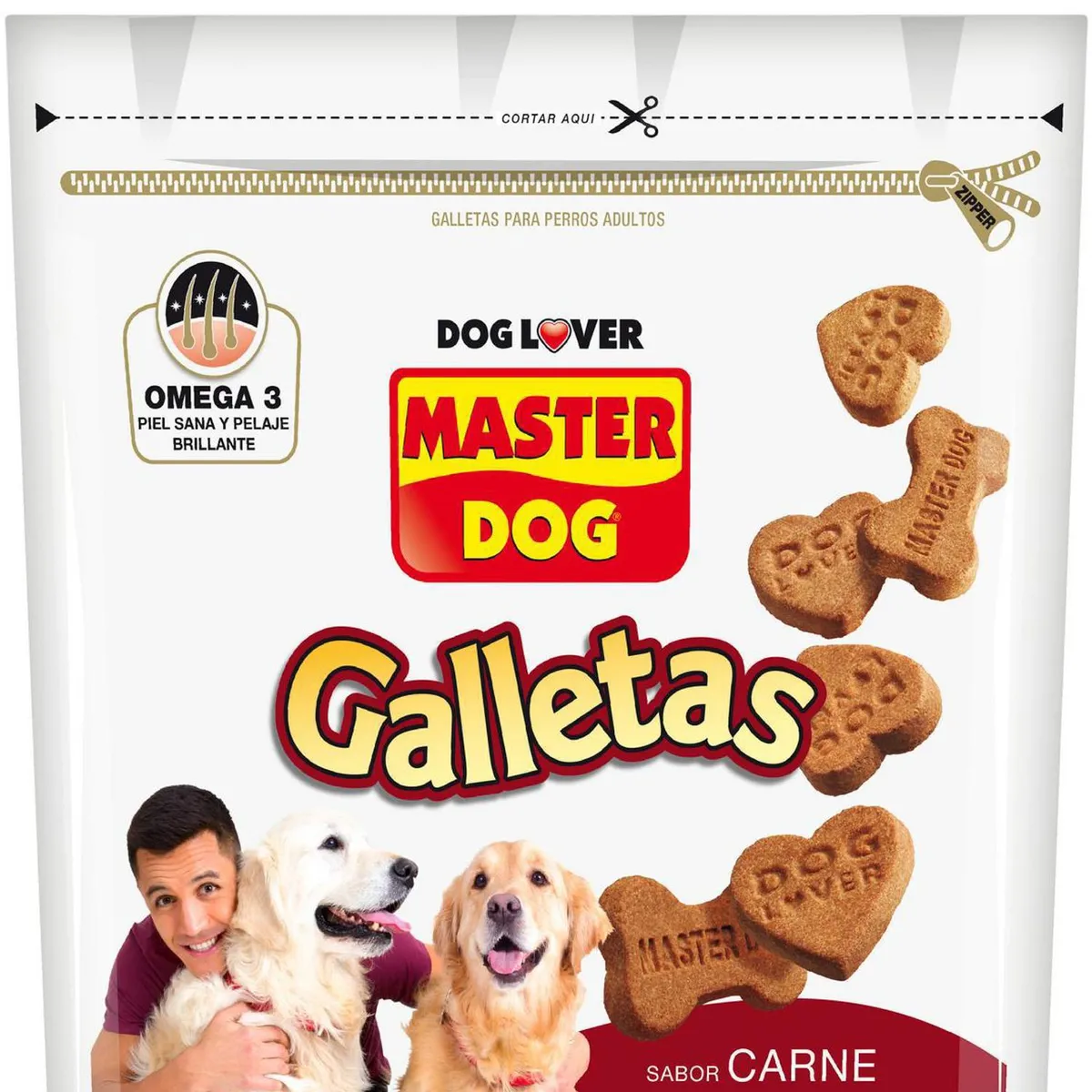 MASTER DOG - Snack Galleta para Perro Adulto Carne 0.5 kg