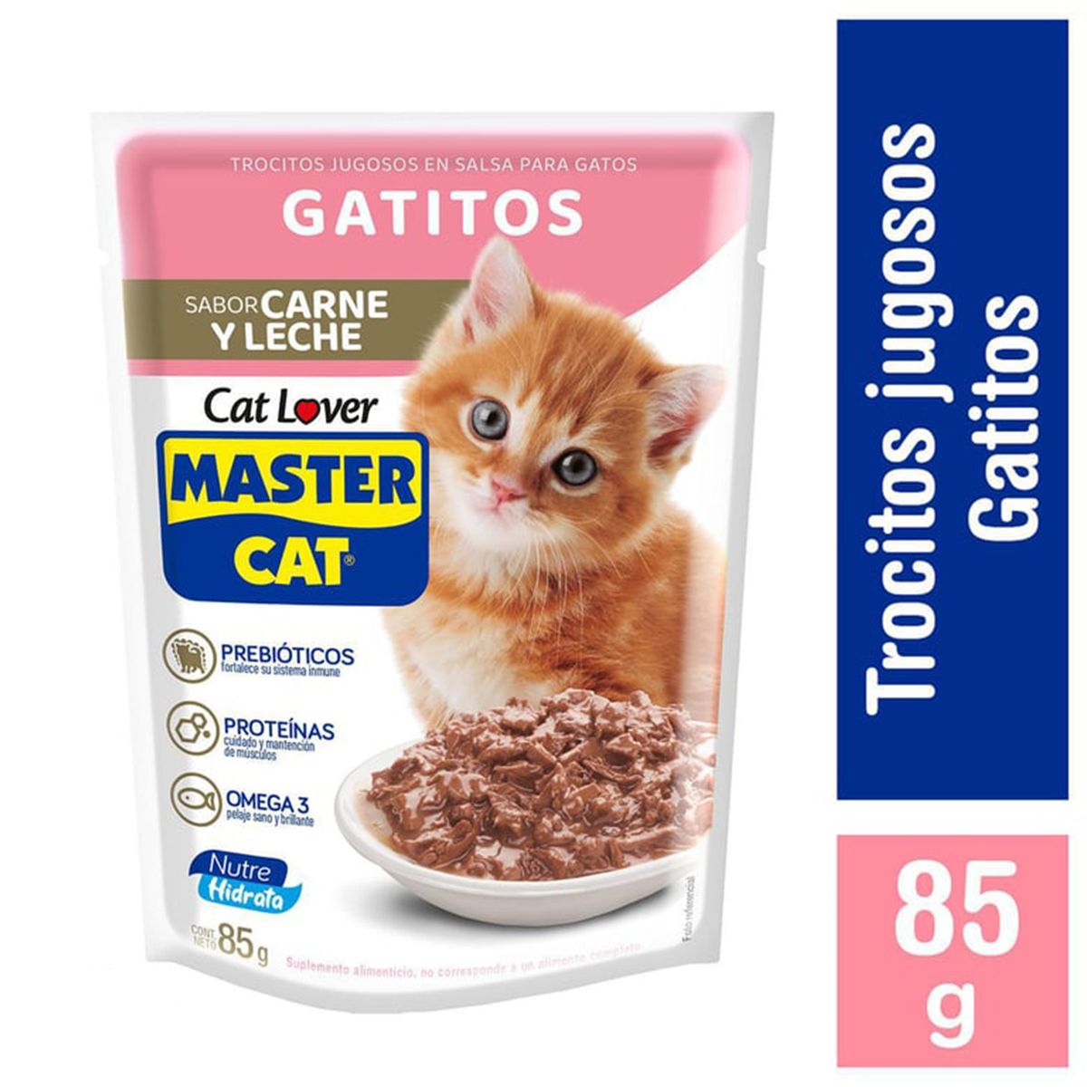 MASTER CAT - Alimento húmedo para gatito 85 g carne y leche