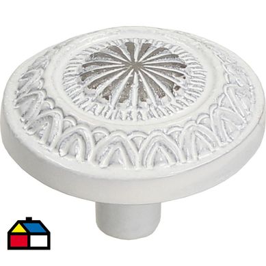 Perilla de 34 mm plata con patina blanca