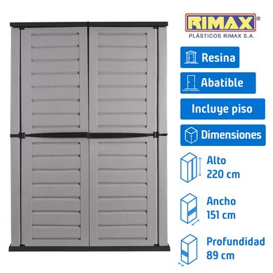 Bodega de jardn 90,4x155,8x220 cm de plstico gris