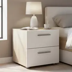 TVILUM - Velador 2 Cajón(es) Pepe 40x42.3x40.25 cm Blanco