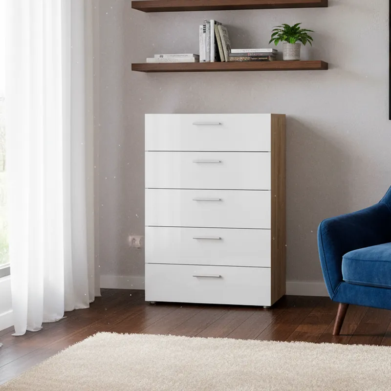 TVILUM - Cómoda 5 Cajón(es) Pepe 70x102x40 cm Blanco