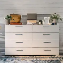 TVILUM - Cómoda 8 Cajones Pepe 140x82x40 cm Blanco