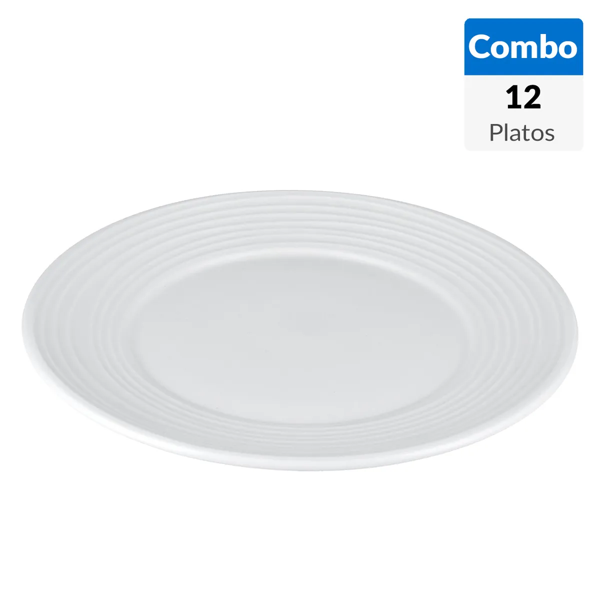  - Combo 12 Platos de comida 21 cm blanco Ring