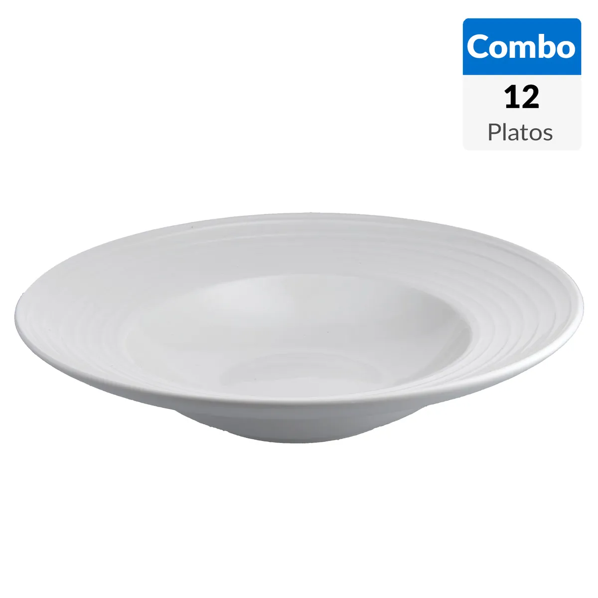  - Combo 12 Plato hondo 24 cm blanco Ring