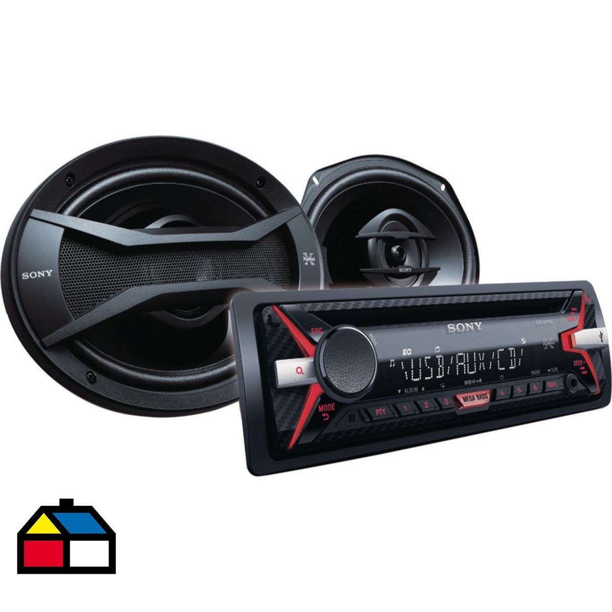 SONY - Set radio + parlantes para auto negro