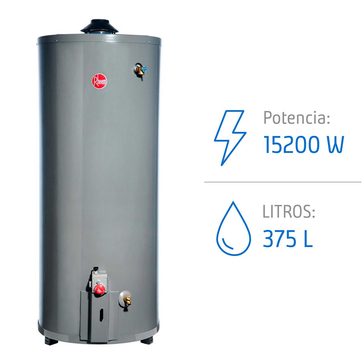 Termo Gas Natural 375 Litros 15200 W de Piso, marca RHEEM - Foto Principal