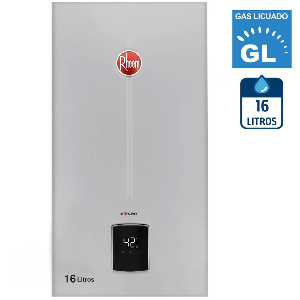 RHEEM - Calefont Gas Licuado 16 Litros Tiro Natural Ionizado