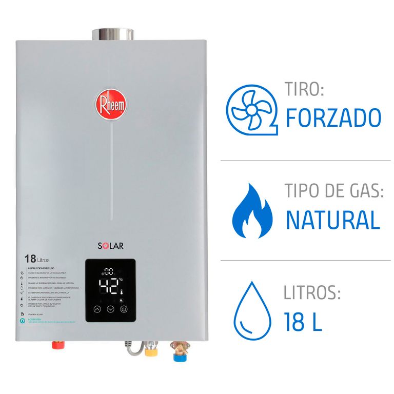 Calefont 18 Litros Gas Natural Tiro Forzado Ionizado