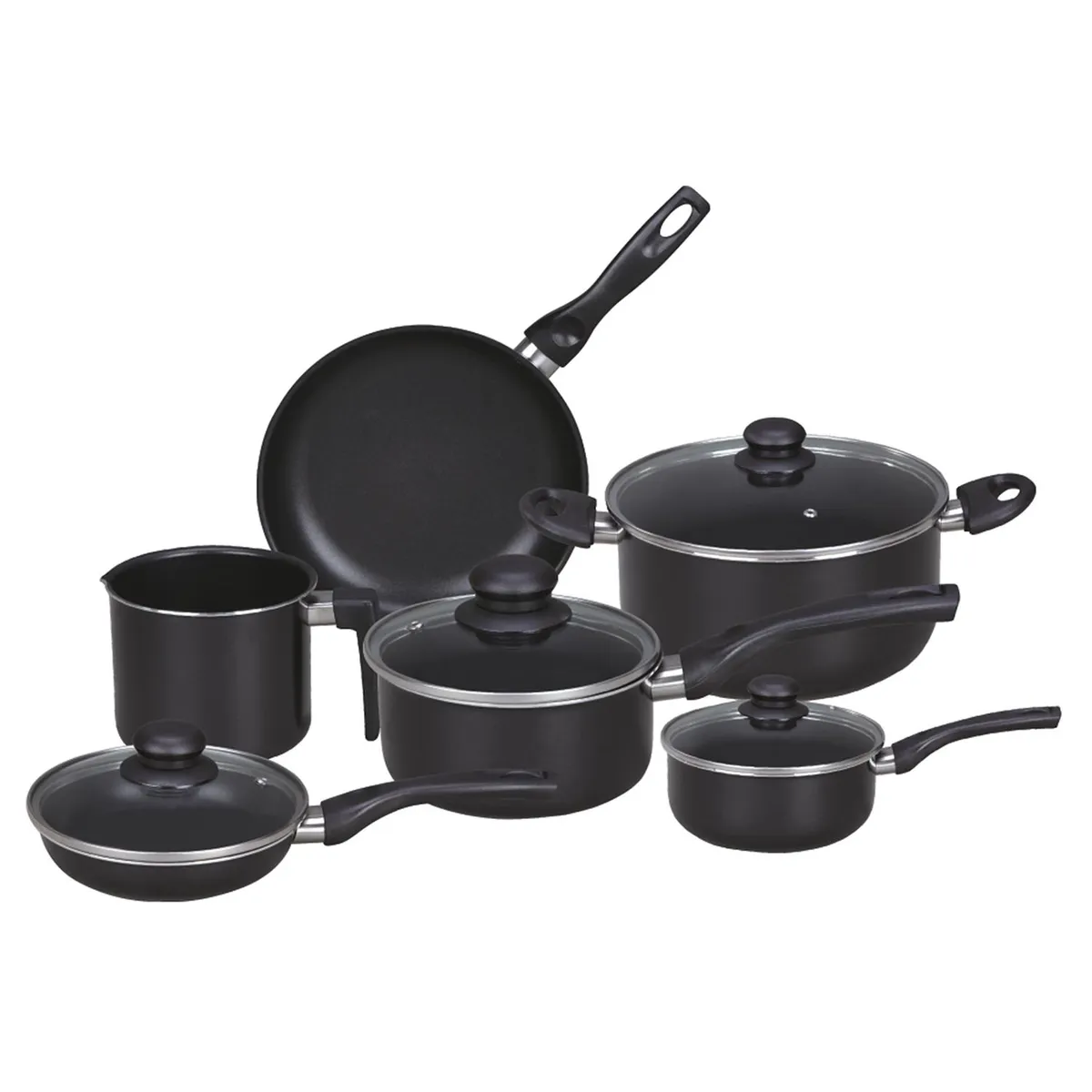 CASA BONITA - Batería de cocina 10 Piezas Aluminio Antiadherente Negro