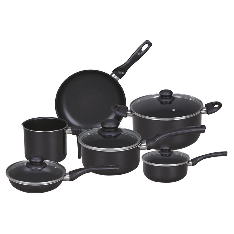 CASA BONITA - Batería de Cocina 10 Piezas Aluminio Negro