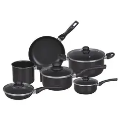 CASA BONITA - Batería de Cocina 10 Piezas Aluminio Negro