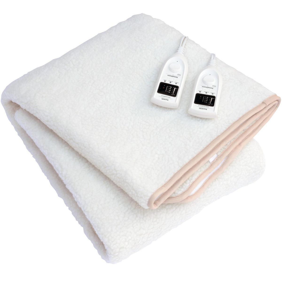 SINDELEN - Calientacamas Eléctrica Lana Sintética 2 plazas 120 W Blanco