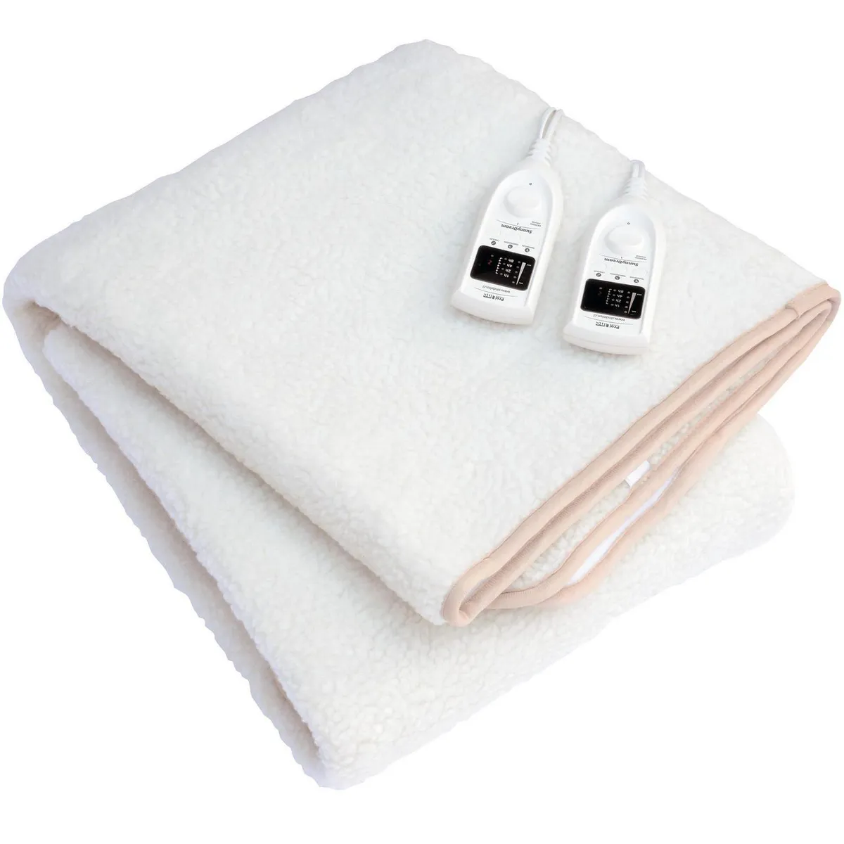 SINDELEN - Calientacamas Eléctrica Lana Sintética 2 plazas 120 W Blanco