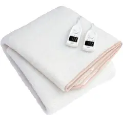 SINDELEN - Calientacamas Eléctrica Lana Sintética 2 plazas 120 W Blanco