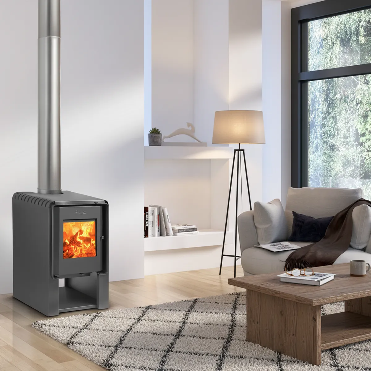 AMESTI - Estufa Leña Scantek 380 Gris Charcoal