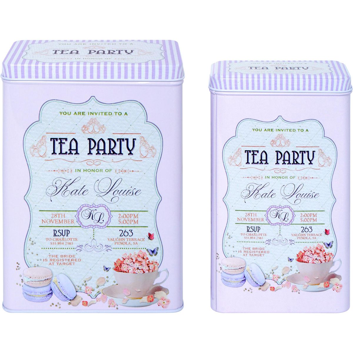SOHOGAR - Set de 2 Cajas Metal Tea Party