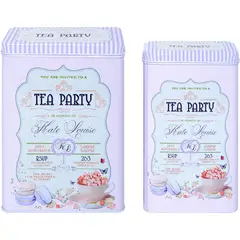 SOHOGAR - Set de 2 Cajas Metal Tea Party