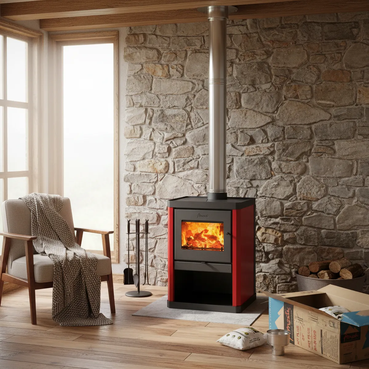 AMESTI - Estufa Leña Classic 400 Rojo