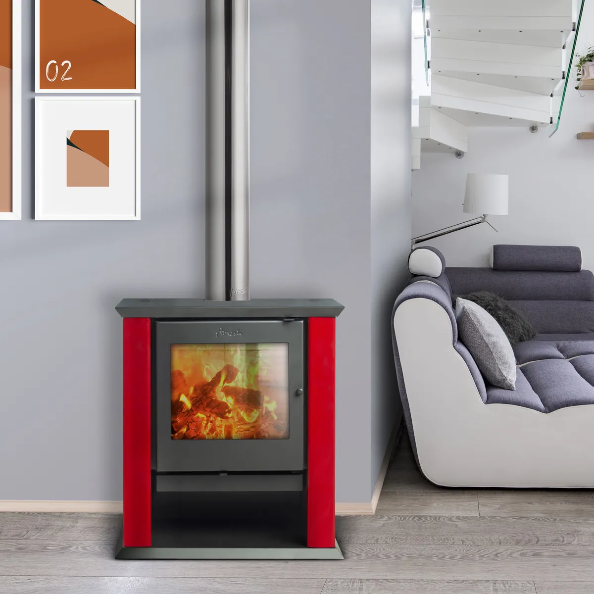 AMESTI - Estufa Leña Classic 500 Rojo italiano