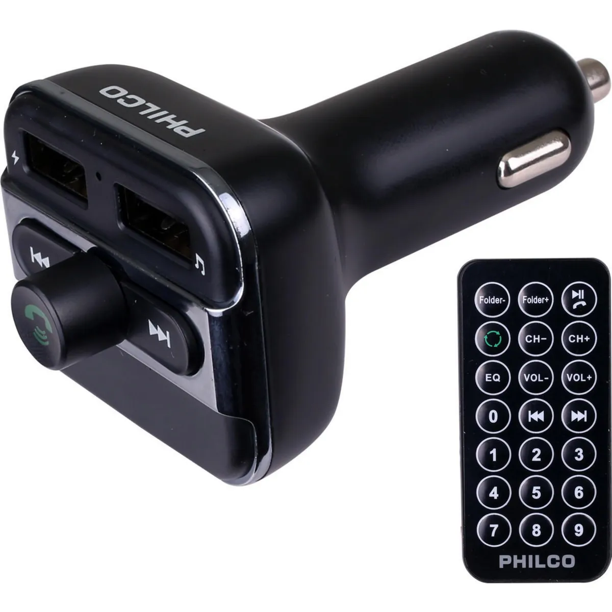 PHILCO - Transmisor Fm Bluetooth Usb Con Control Remoto Y Manos Libres Para Auto
