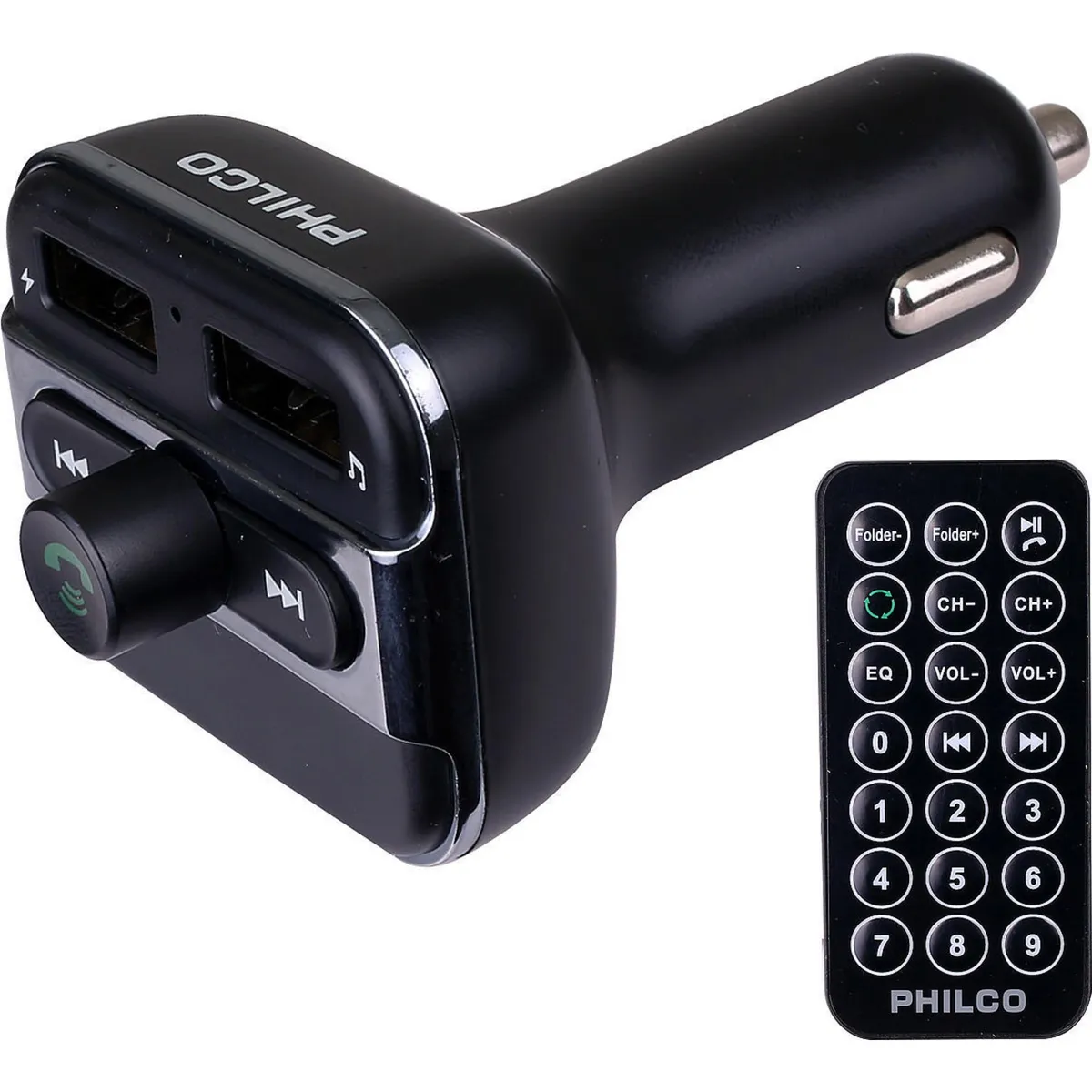 PHILCO - Transmisor Fm Bluetooth Usb Con Control Remoto Y Manos Libres Para Auto
