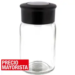JUST HOME COLLECTION - Especiero de vidrio redondo con tapa negro